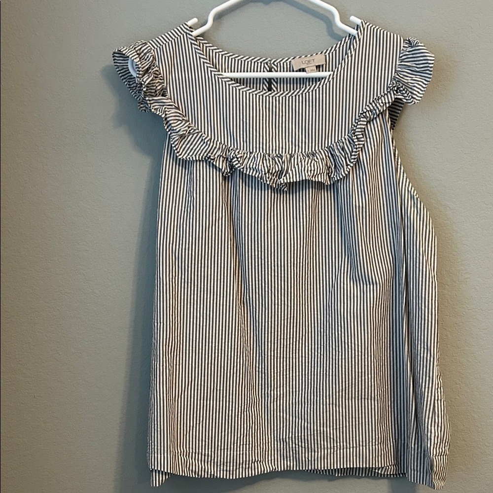 Loft Outlet Striped Ruffle Sleeve Top